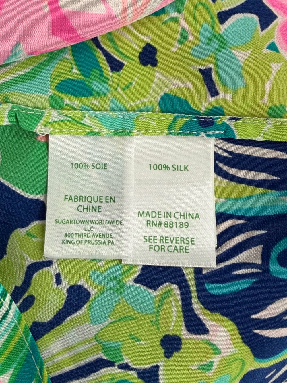 Lilly Pulitzer Shea Tunic Blouse Island Escape Tropical Pink Green Size XL EUC - Picture 5 of 16